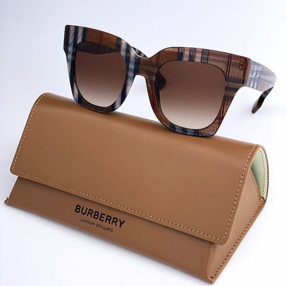 NEW  Burberry BE4364 KITTY 396713 Check Brown Gradient  Square Unisex Sunglasses - Picture 2 of 10